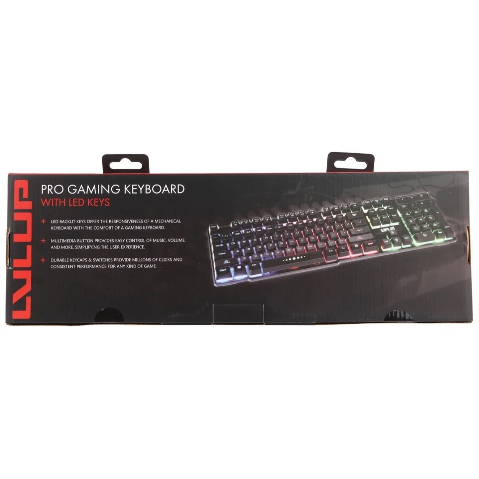 NEW LVLUP LU734 PRO RGB Gaming Keyboard USB Wired Mechanical Feel Black - Image 3 of 4