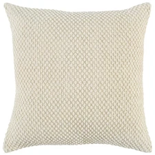 20"x20" Oversize Vintage Square Throw Pillow Cover Ivory - Rizzy Home: 100%