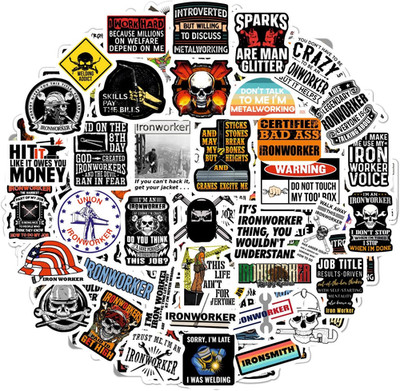 Bulbacraft 100Pcs Funny Ironworker Stickers for Hard Hat, Ironworker Decals for