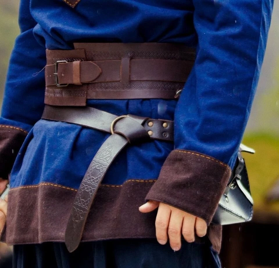 Wikinger Tunika aus Wolle Dunkelblau / braun - Bild 3 von 4