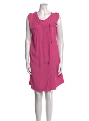 Prada Authentic 2013 Solid Pink Bow Knee Length Tank Shift Dress 42 Small Italy