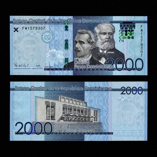 2023/2024 DOMINICAN REPUBLIC 2000 PESOS P-194g UNC+ +OVI HOLOGRAM NEW BANK LOGO