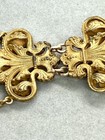 Vintage Gold Tone Pendant Flor de Li Set Of Dangle Pendant Pierced Earrings set — photo 8