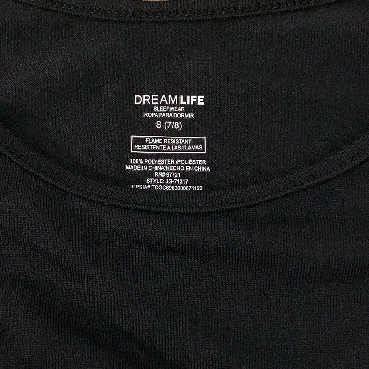 Dream Life Girls Size Small (7/8) Black Foil Print 2 Piece Pajama