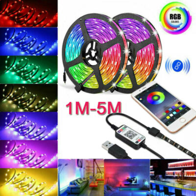1m-5m 5V USB 5050 RGB Led Strip TV Backlighting Lights APP Bluetooth ...
