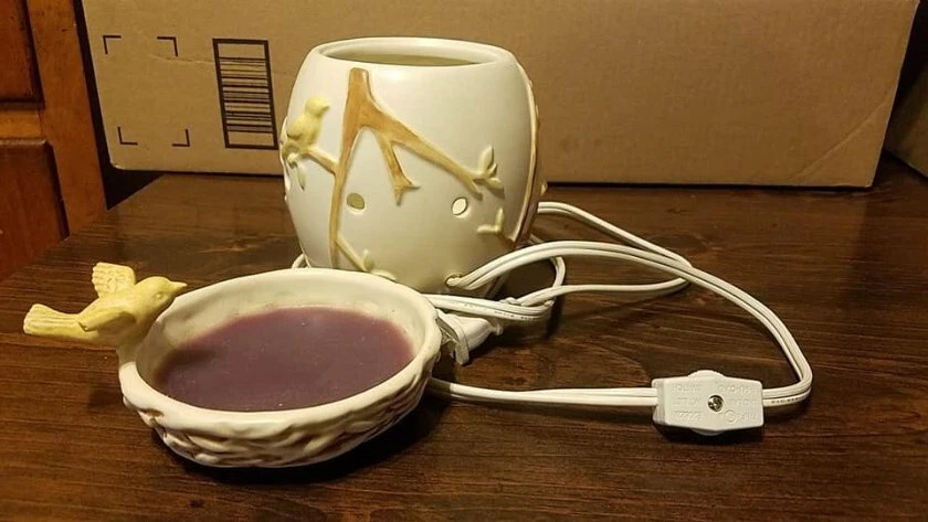 Aquecedor de cera Scentsy Natures Haven tamanho completo ninho de pássaros árvores usado, APOSENTADO - Imagem 2 de 3