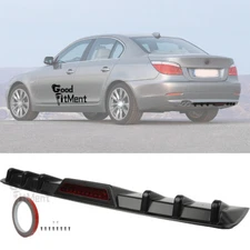 Black Rear Bumper Diffuser 6 Shark Fin Splitter For 5-Series E60 Sedan 2004-2010