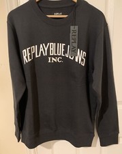 Image of Replay Logo Crew Neck Sweatshirt Size Large(Black) New With Tags