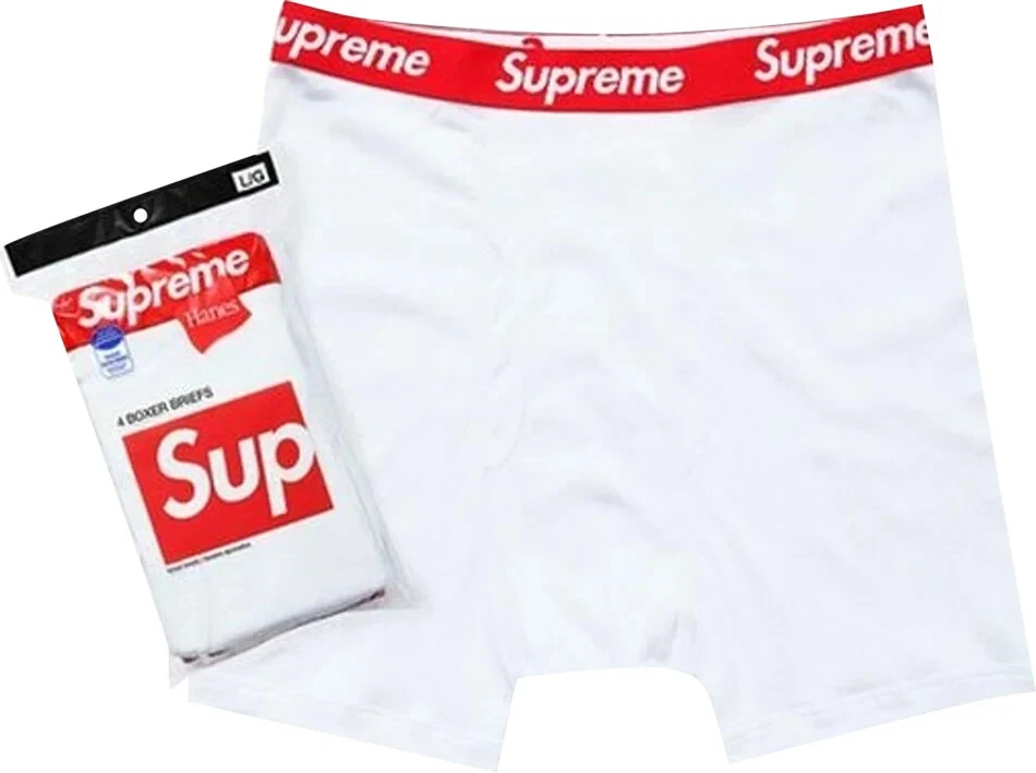 SUPREME 4 SLIPS BOXER, BLANC, TAILLE S,HANES, CONFORT FLEX, ORIGINAL, TOUT NEUF