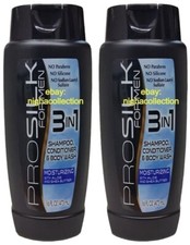 LOT 2 x Mens 3 in 1 Shampoo Conditioner Body Wash Aloe Shea Butter 16 oz Ea