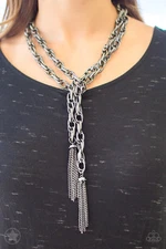 Paparazzi Blockbuster Necklace - SCARFed for Attention - Black (Most Versatile)