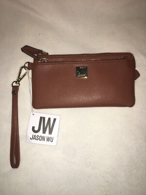 Jason Wu Double Zip Cognac Wallet new