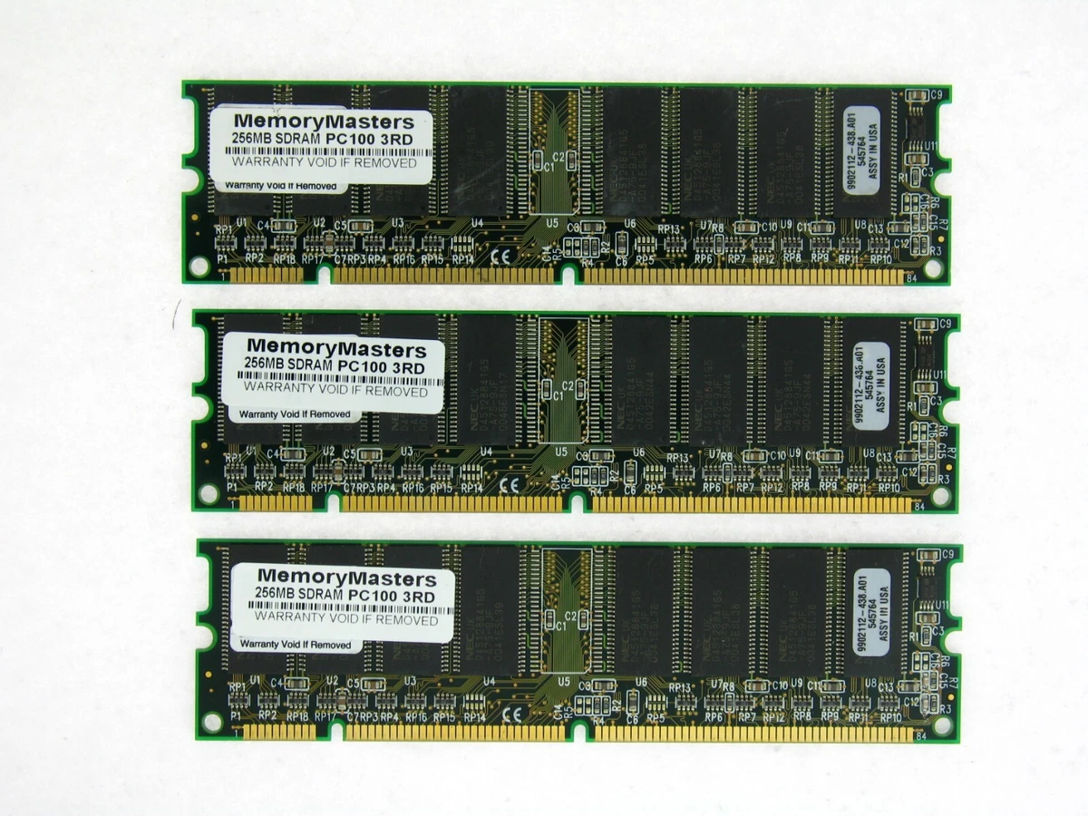768MB 3X256MB PC100 DIMM SDRAM 168 pin Non ECC SPD TESTED