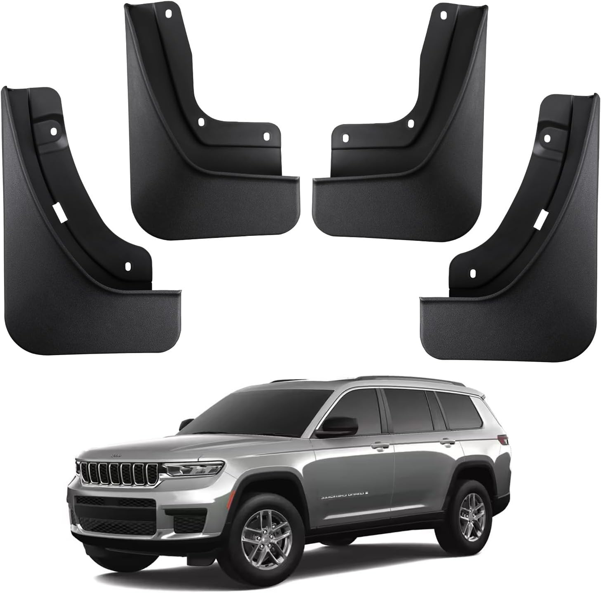 2021-2025 Jeep Grand Cherokee L Mud Guards Black No Drill Mud
