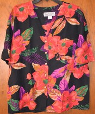 Top Button Down Norton McNaughton Women Size 16 V Neck Made in USA