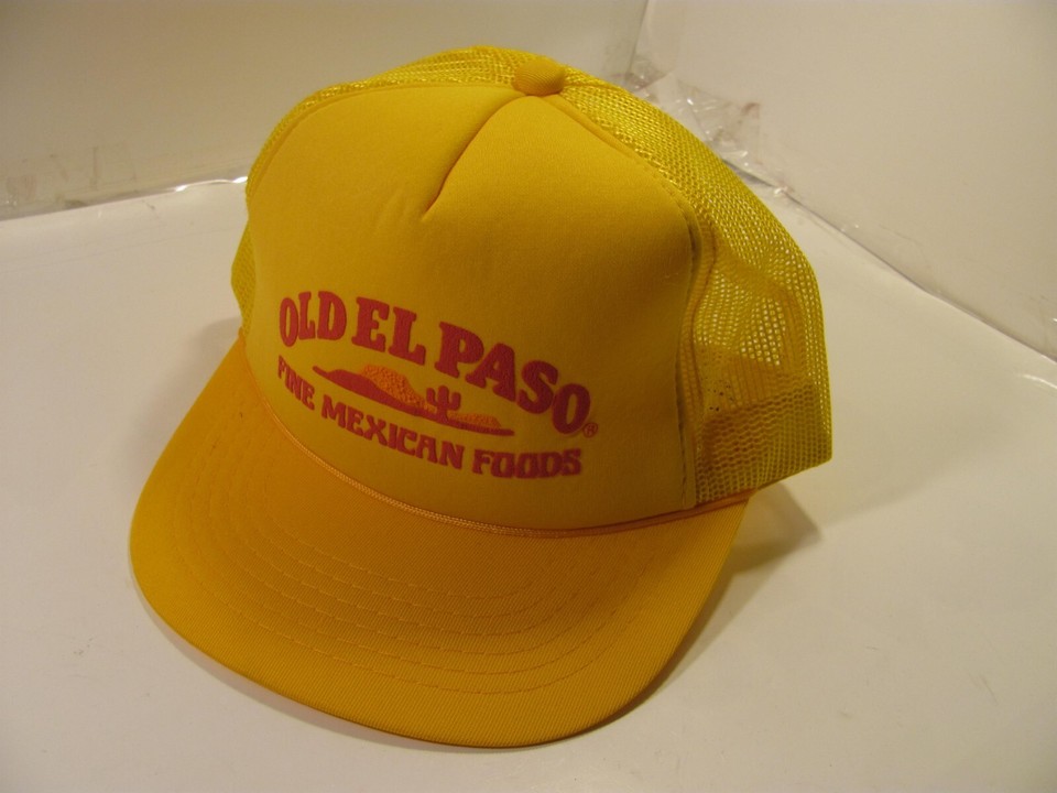 Old El Paso Hat Vintage Yellow 80's Employee Ball Cap Mesh Fine Mexican
