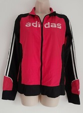 ADIDAS Age 13-14 Years Girls Hot Pink & Black Zip Up Tracksuit Top Ref 17