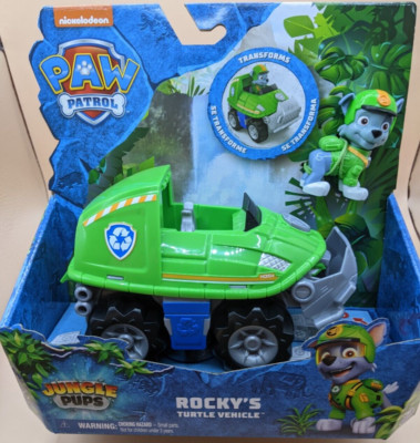 NEW 2024 Paw Patrol Jungle Pups ROCKY'S TURTLE VEHICLE & FIGURE Transforms