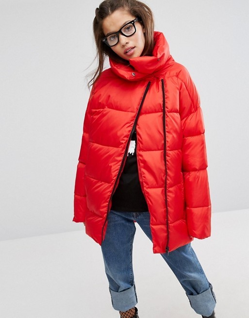 New Discontinued H! By Henry Holland Red Padded Coat Jacket With Asymmetric Zip