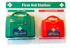 First Aid & Burns Kit Station Wall Mountable Includes Fully Stocked Kits