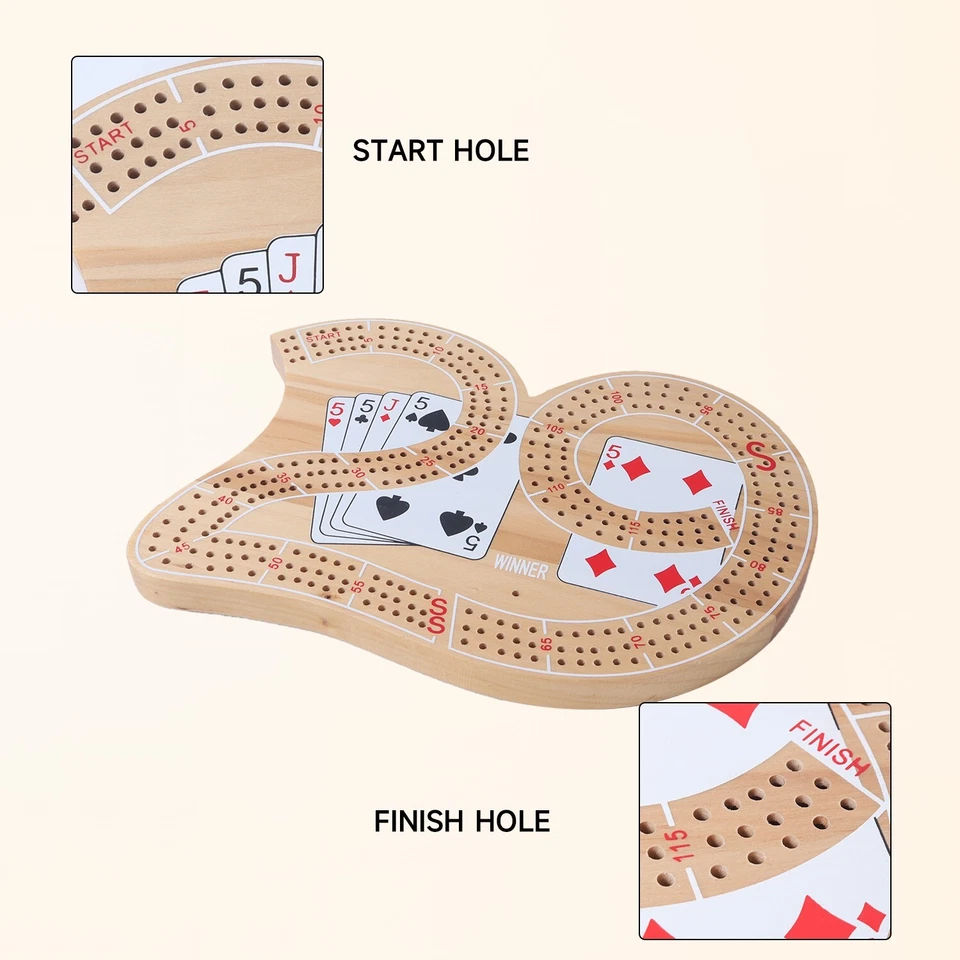 Classic 3-Track 29 Travel Cribbage Board Game with 9 Plastic Pegs for 2-3 Player - Image 4 of 4