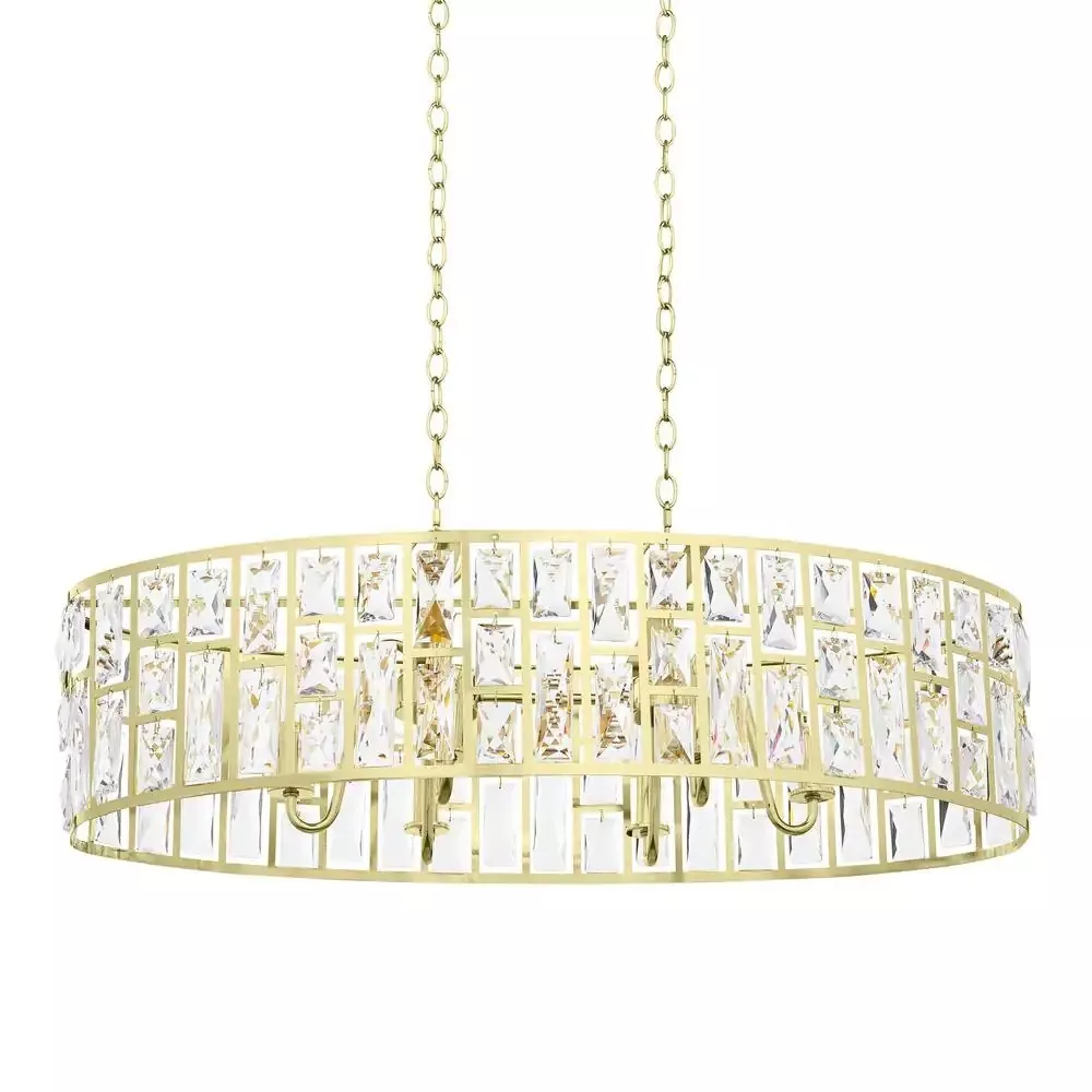HDC 30687 HBG Kristella 6 Light Soft Gold Chandelier with Clear