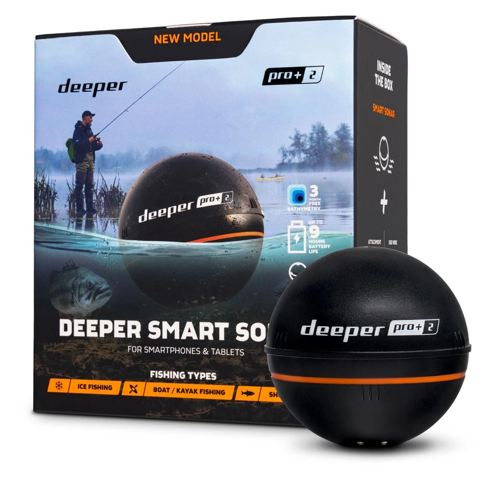 Deeper Sonar Pro+2 Smart Sonar Fish Finder GPS 3 Beam Frequency Extreme Depth - Image 2 of 4