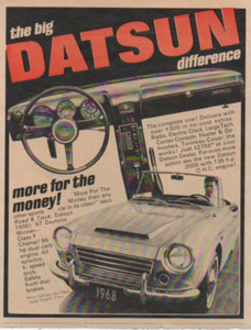 1968 Datsun 1600 Print Advertisement "The Big Datsun Difference"  EP1C