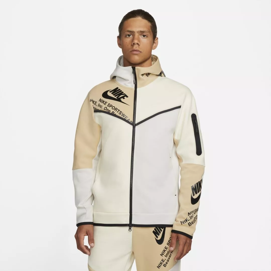 shit atoom Verval Nike Tech Fleece Windrunner Hoodie Full Zip Cream Beige White Black  DM6474-072 | eBay