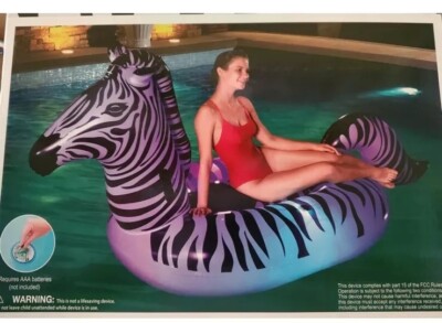 Lights Up Stripes ZEBRA Float ~ 8 ft 4 in x 56 in ~ NEW in box Water or Snow Fun