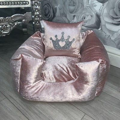 silver crushed velvet dog bed