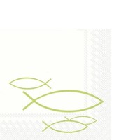 20 Kleine Cocktailservietten Peaceful Fish Light Green Fische Festlich 25X25Cm