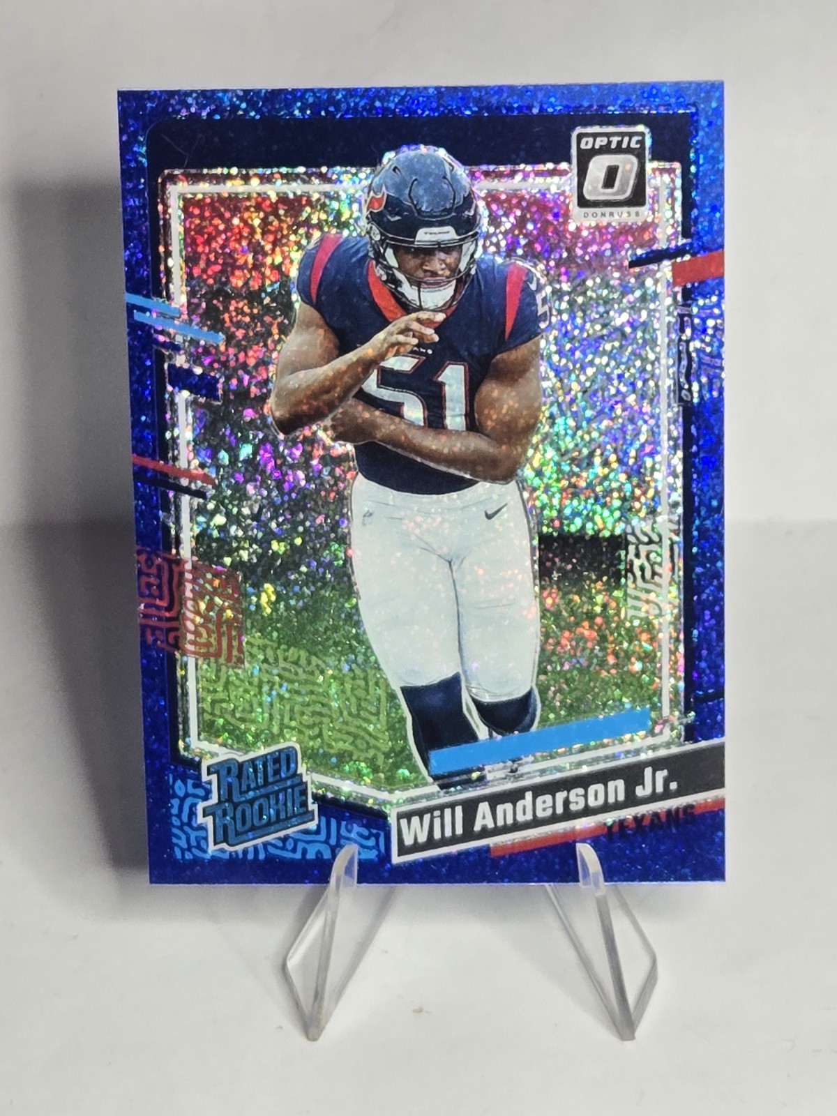 2023 Donruss Optic #246 Will Anderson Jr. Blue Glitter Rated Rookie Card RC SP