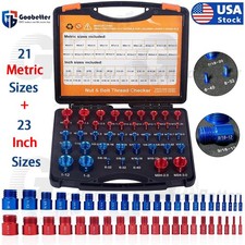 44Pcs Inch Metric Set Nut  Bolt Thread Checker Identifier Thread Gauges w/Box