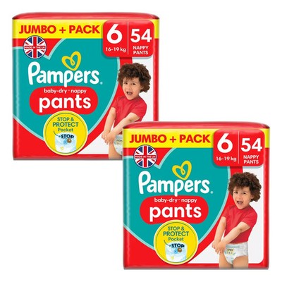 Pampers Baby-Dry Windelhosen Größe 6, 108 Windeln, 14-19 kg, Monatspackung