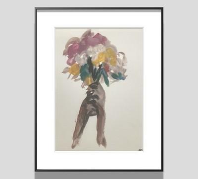 PDQ  Artist Original Paintings Hands Flowers Abstract Realist Acrylic 9x12 Paper