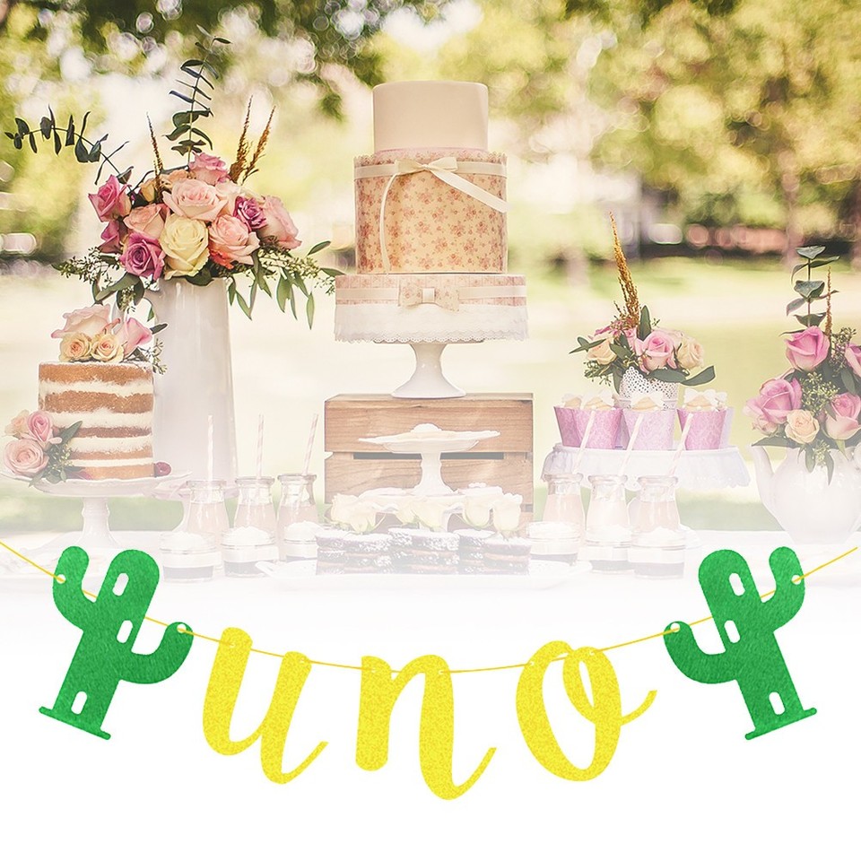 Party Banner Mexico Fiesta with Small Cactus Pattern Reusable Nonwovens ...
