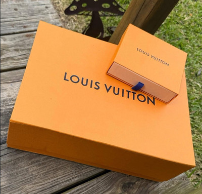 Louis Vuitton Orange Cardboard Gift Box Set of 2 Rectangle Designer & dust bags