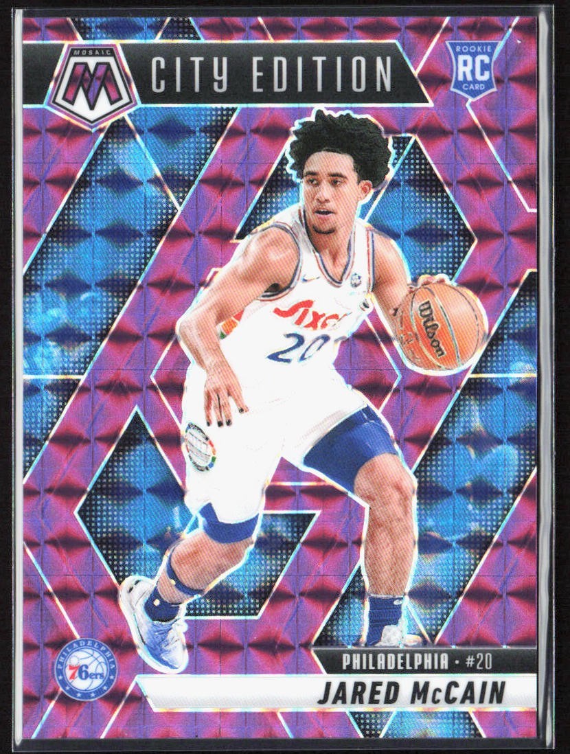 2024-25 Panini Mosaic Jared McCain City Edition Purple Prizm /99 Rookie RC #277
