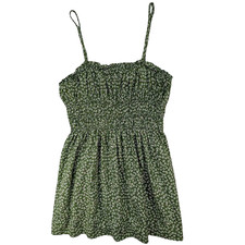 Wild Fable Linen Babydoll Mini Dress Womens M Green Fairy Coquette Soft Girl