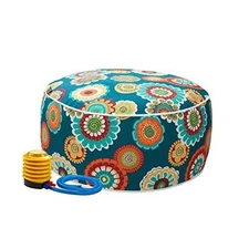  Indoor/Outdoor Inflatable Stool Ottoman Pouf, Water Repellent Round Footrest 