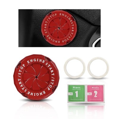 Car Push Start Stop Button Protector, Rotary Ignition Cover - Classic - Red 