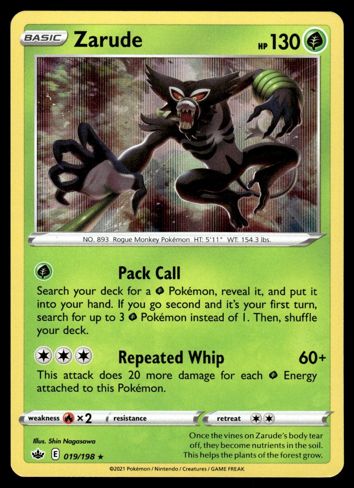 Zarude 019/198 Holo Rare Chilling Reign Pokemon Near Mint