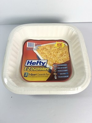 RARE Hefty EZ Ovenware  Three 2 Quart casserole Pans 9  NEW Discontinued