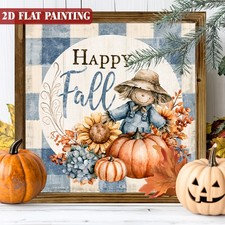 Cottagecore Happy Fall Scarecrow Wooden Sign Autumn Home Wall Decor Gift
