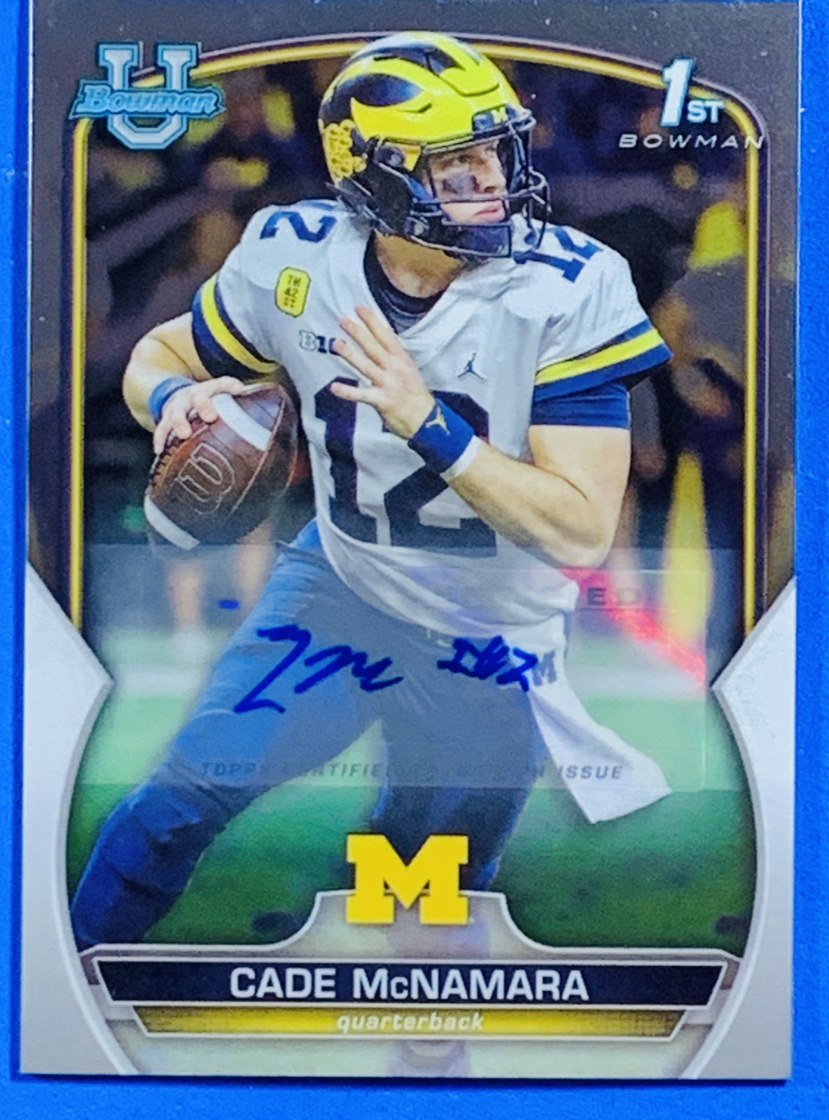Cade McNamara 2022 1st Bowman University Chrome Prospect Auto #99 Michigan