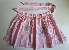 Vintage 1950"s Handmade Embroidered Cotton Half Apron