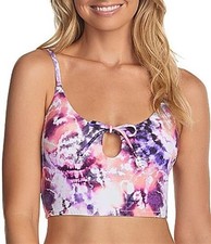 NWT Raisins Torquay Aruba S Tie-Dye Keyhole Cropped Bikini Swim Top 102918