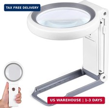 Magnifying Glass with Light and Stand, Foldable Handheld Magnifying Glass 18 LED