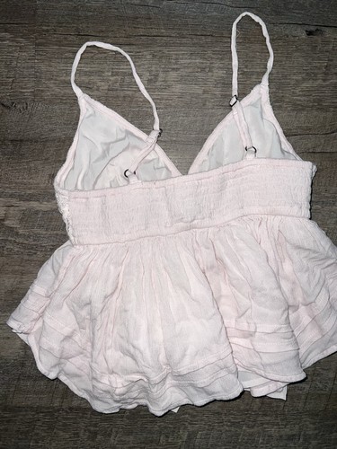 Hollister Pink Lace Peplum Tank Top Women’s Size XS - Picture 2 of 3